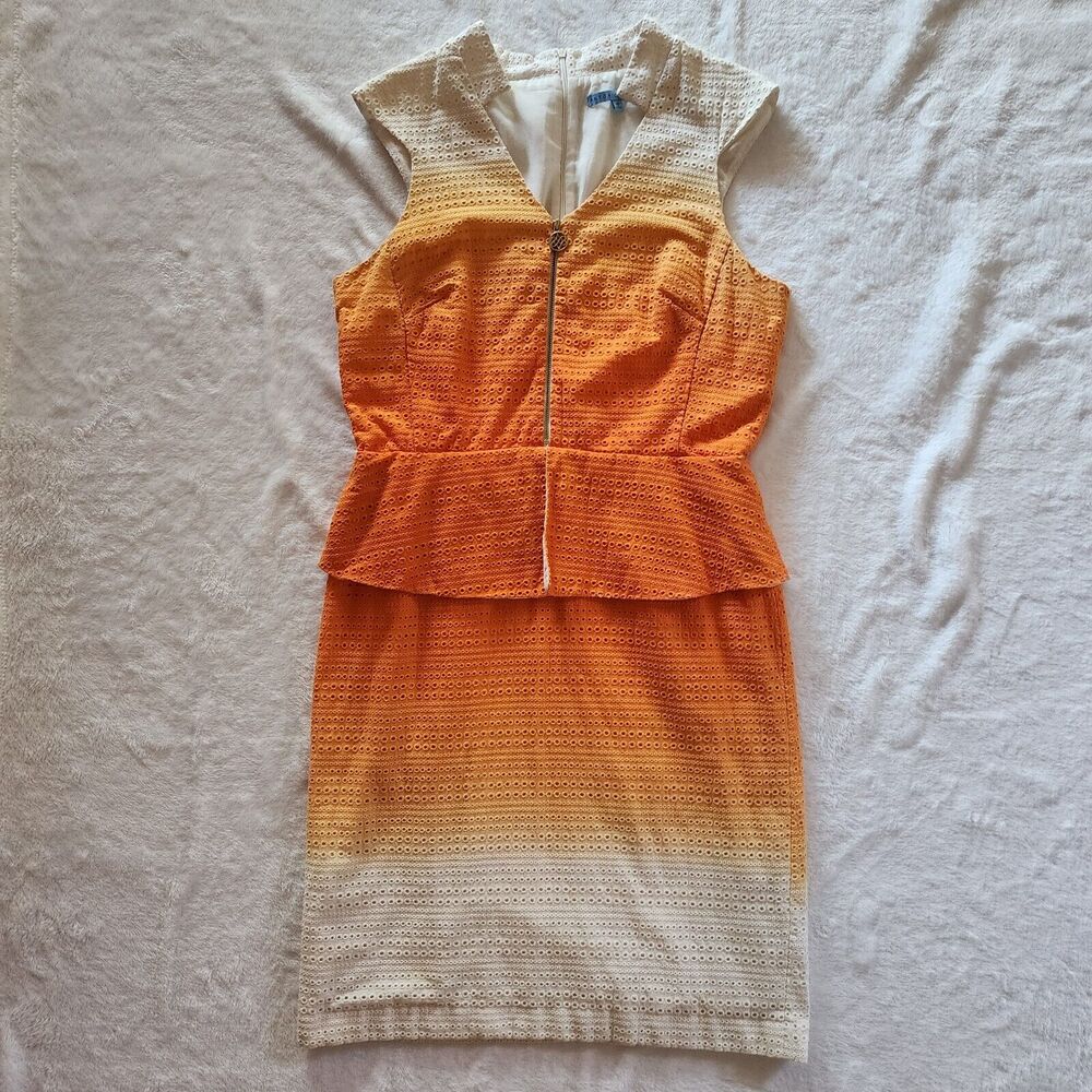 Antonio Melani Women's Size 10 Saranda Dress Orange Sunset Heights Ombre Eyelet